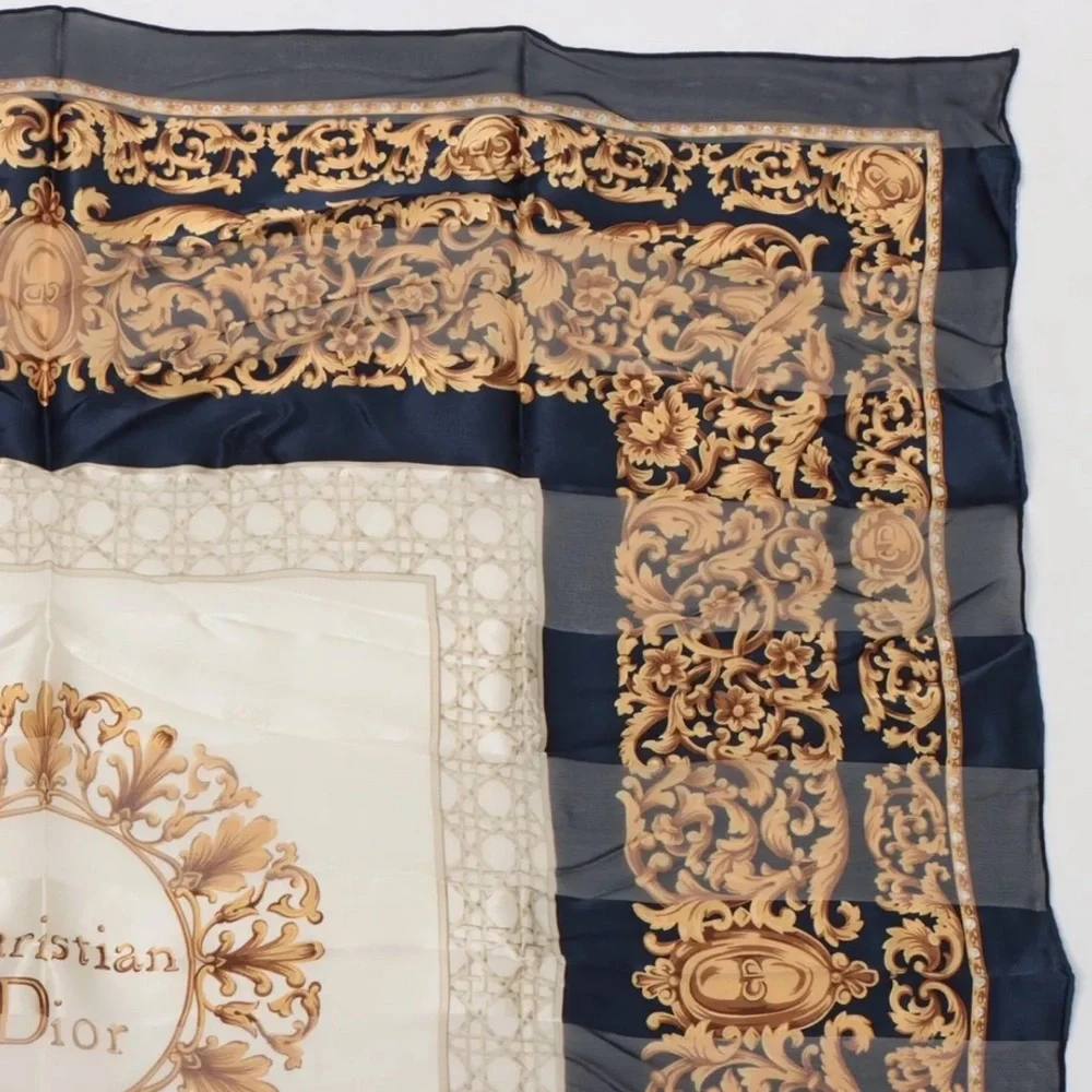 Christian Dior Sil Scarf - Navy
